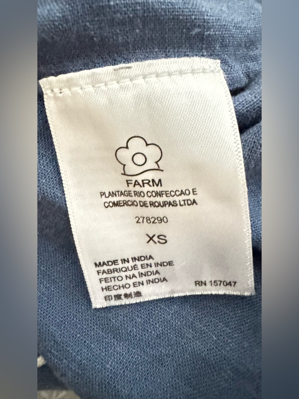 Farm Rio  Navy Blue White Floral Embroidery long sleeves Maxi Dress S XS - Picture 12 of 13